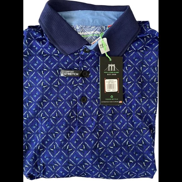 Men's Small Hawke & Co Performance Golf Polo Shirt Bamboo Butterfly Design Size - Picture 1 of 1